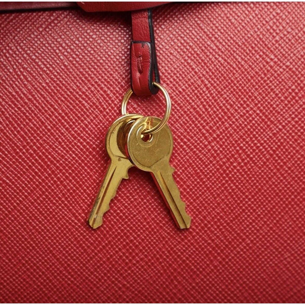 New Red Prada Saffiano and City Calf Esplanade Satchel - Picture 8 of 14